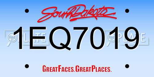 1EQ7019 South Dakota License Plate