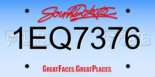1EQ7376 South Dakota License Plate