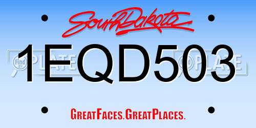 1EQD503 South Dakota License Plate