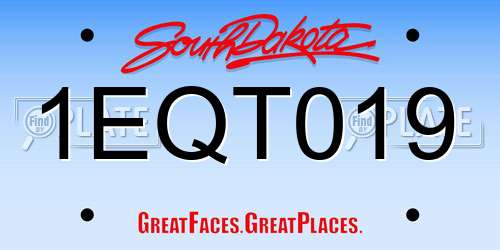 1EQT019 South Dakota License Plate
