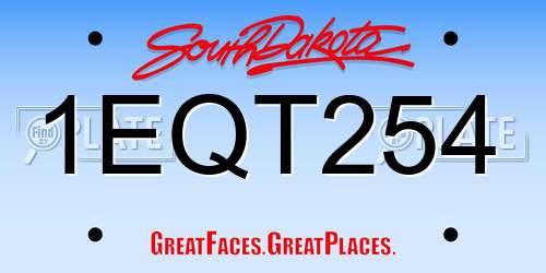1EQT254 South Dakota License Plate