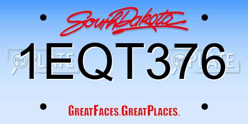 1EQT376 South Dakota License Plate