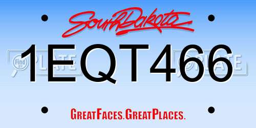 1EQT466 South Dakota License Plate
