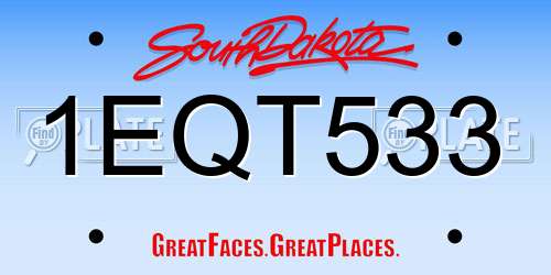 1EQT533 South Dakota License Plate