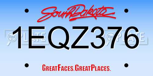 1EQZ376 South Dakota License Plate