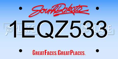 1EQZ533 South Dakota License Plate