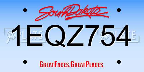1EQZ754 South Dakota License Plate