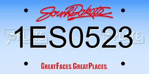 1ES0523 South Dakota License Plate