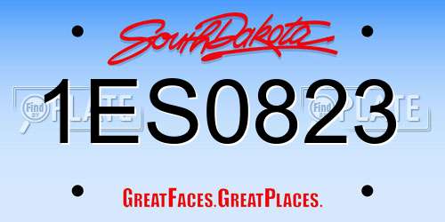 1ES0823 South Dakota License Plate
