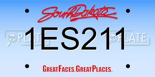 1ES211 South Dakota License Plate