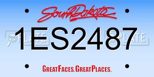 1ES2487 South Dakota License Plate