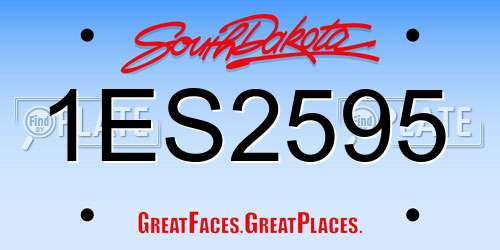 1ES2595 South Dakota License Plate
