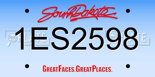 1ES2598 South Dakota License Plate