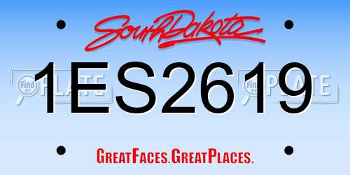 1ES2619 South Dakota License Plate