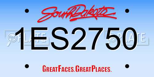 1ES2750 South Dakota License Plate