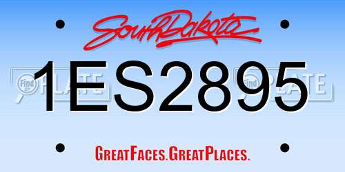 1ES2895 South Dakota License Plate