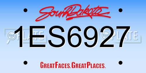 1ES6927 South Dakota License Plate