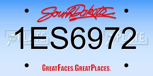 1ES6972 South Dakota License Plate