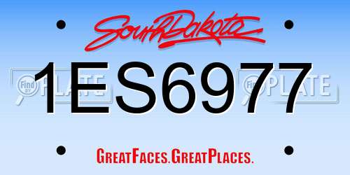 1ES6977 South Dakota License Plate