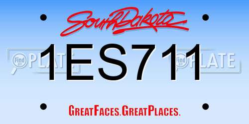 1ES711 South Dakota License Plate