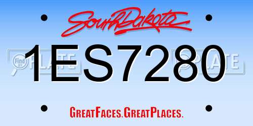 1ES7280 South Dakota License Plate