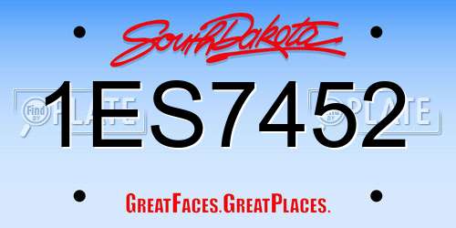 1ES7452 South Dakota License Plate