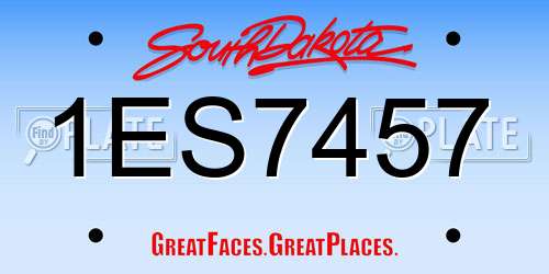 1ES7457 South Dakota License Plate