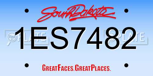 1ES7482 South Dakota License Plate