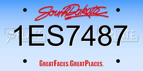 1ES7487 South Dakota License Plate