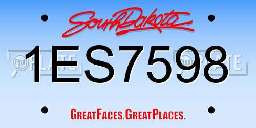 1ES7598 South Dakota License Plate