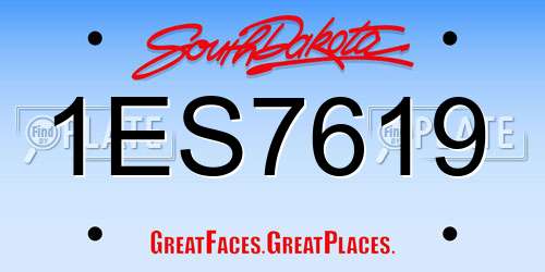 1ES7619 South Dakota License Plate