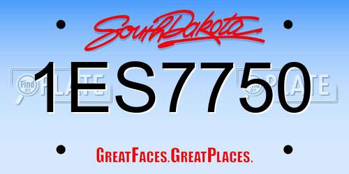 1ES7750 South Dakota License Plate