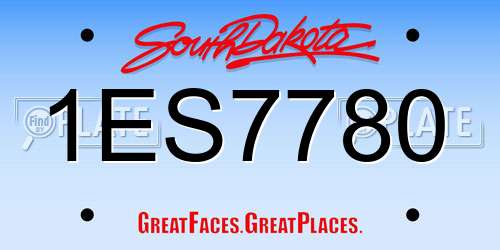 1ES7780 South Dakota License Plate