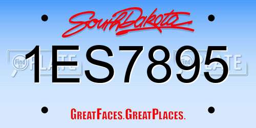 1ES7895 South Dakota License Plate