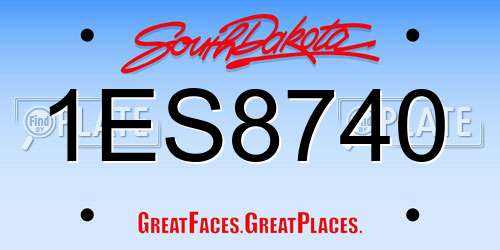 1ES8740 South Dakota License Plate