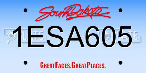 1ESA605 South Dakota License Plate