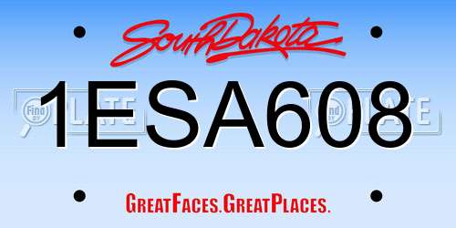 1ESA608 South Dakota License Plate
