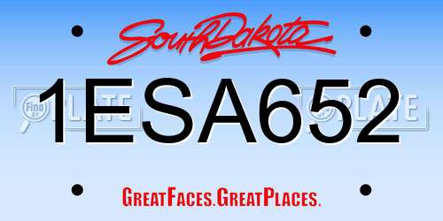 1ESA652 South Dakota License Plate