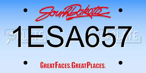 1ESA657 South Dakota License Plate