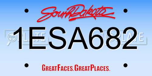 1ESA682 South Dakota License Plate