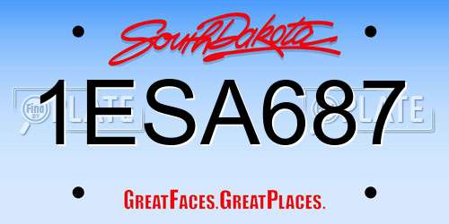1ESA687 South Dakota License Plate
