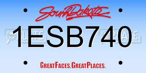 1ESB740 South Dakota License Plate