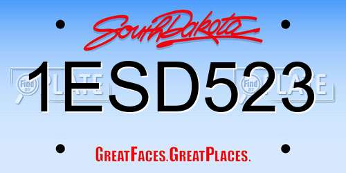 1ESD523 South Dakota License Plate