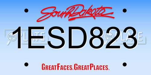 1ESD823 South Dakota License Plate