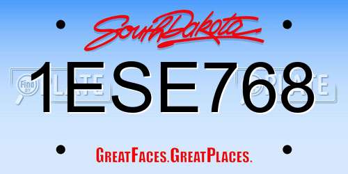 1ESE768 South Dakota License Plate