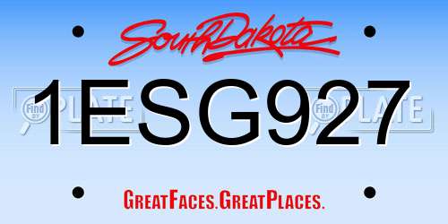 1ESG927 South Dakota License Plate
