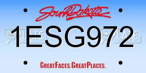 1ESG972 South Dakota License Plate