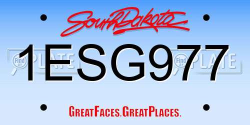1ESG977 South Dakota License Plate