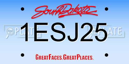 1ESJ25 South Dakota License Plate