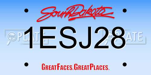 1ESJ28 South Dakota License Plate